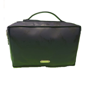Beauty case con manico in tessuto Geo blu